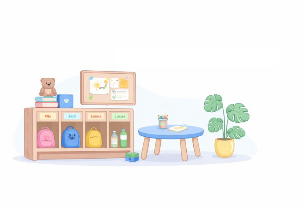 Childcare cubby illustration placeholder